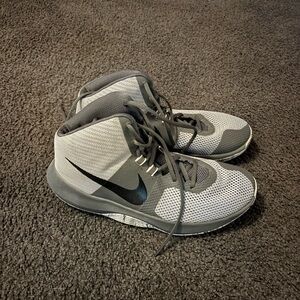 Nike Gray and Black Basketball Sneakers High-Top Design